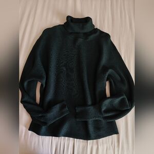 Pink Rose Black Turtleneck Sweater